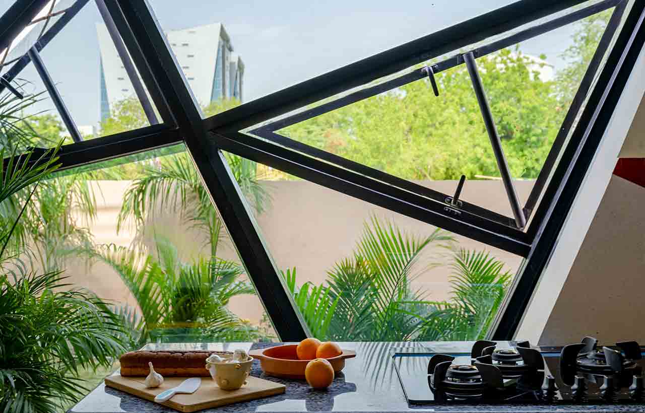 modular kitchen with natural lighting