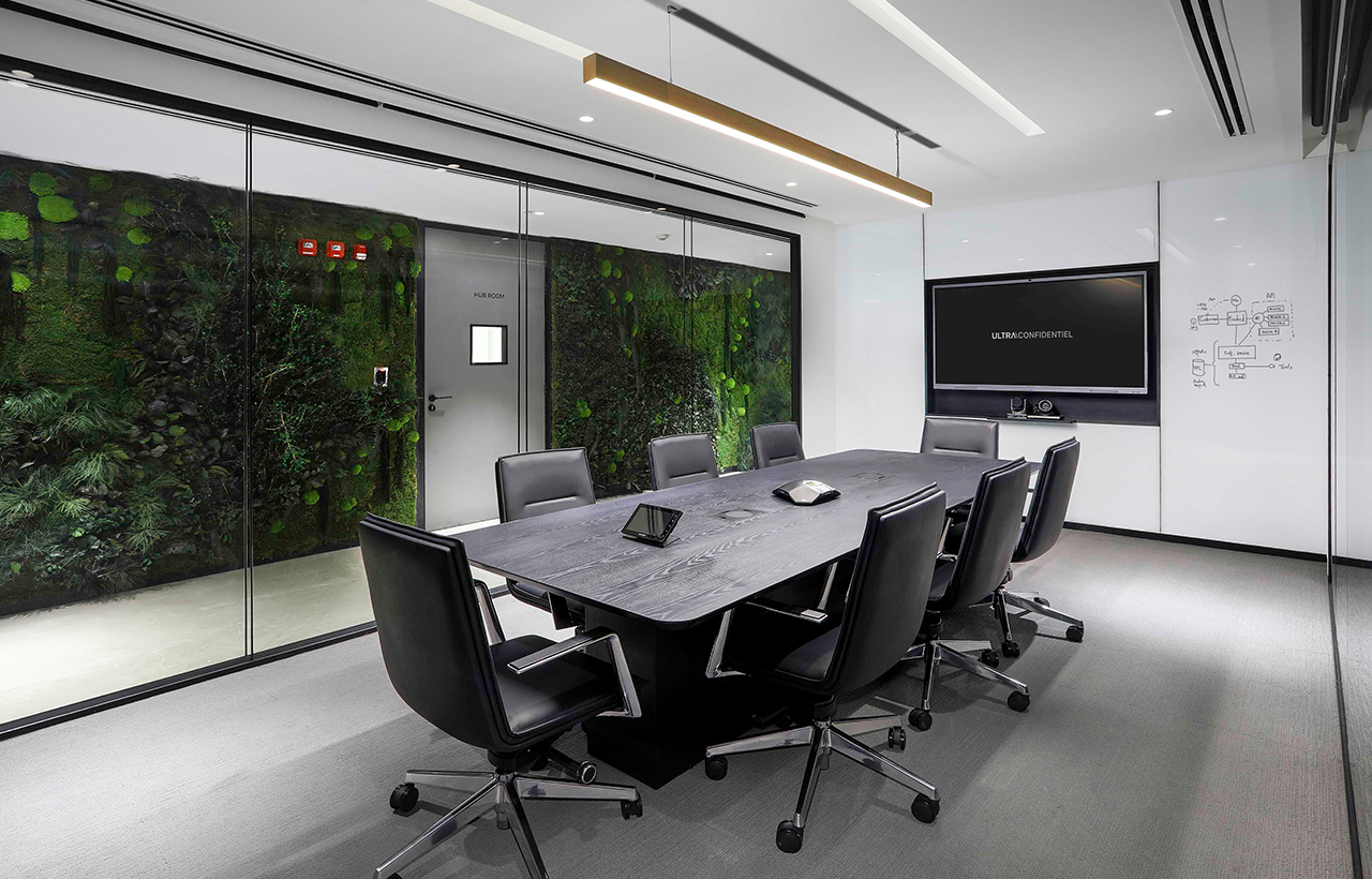office with black interior 