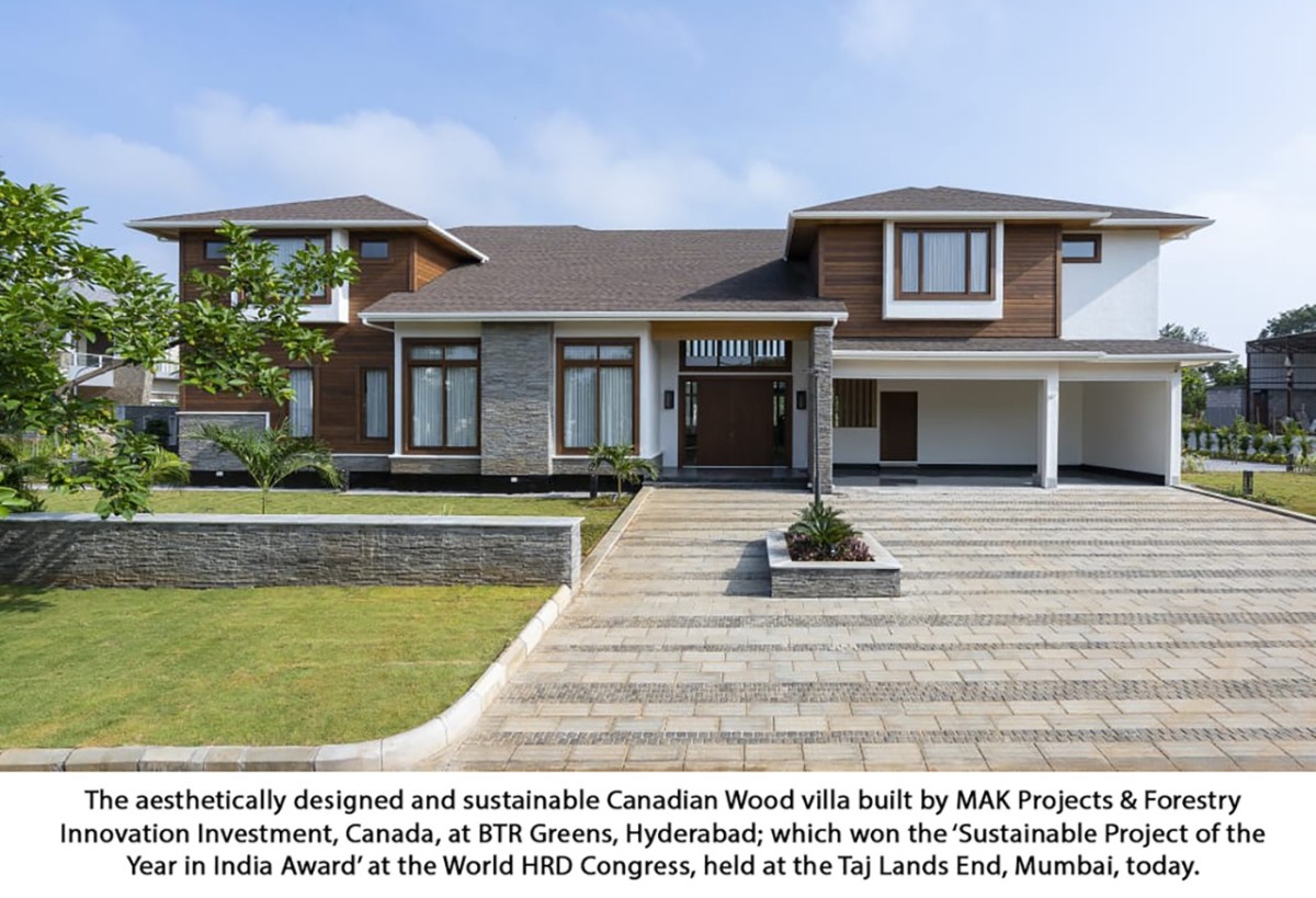 Canadian Wood villa built by MAK Projects, wins the  prestigious ‘Sustainable Project of the Year in India  Award’ at the National Excellence Awards!